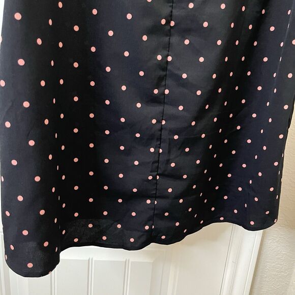Lane Bryant Black Pink Polka Dots Ruffle Short Sleeves Top Blouse Womens Size 14 - Picture 9 of 10
